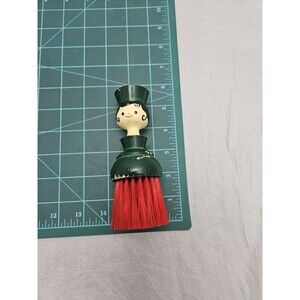 Vintage 5.25” Wooden Figurine Crumb Brush